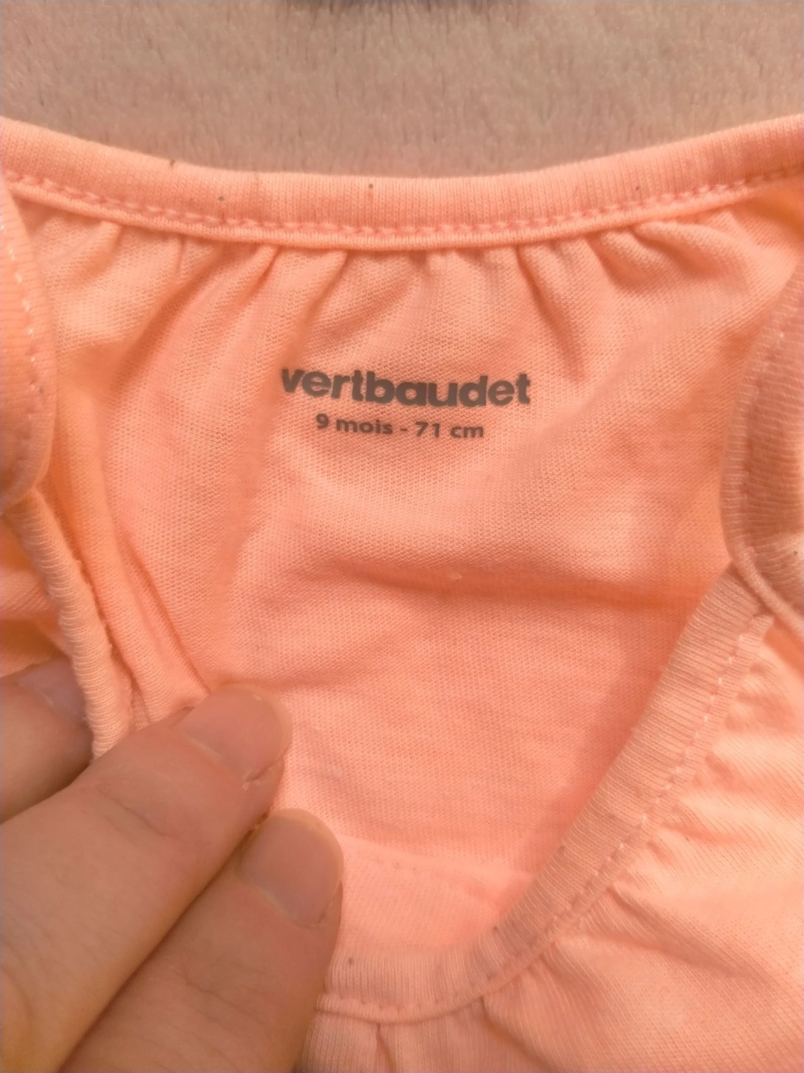 Vertbaudet peach pink tank top 9 months (71 cm) Girl – photo 3
